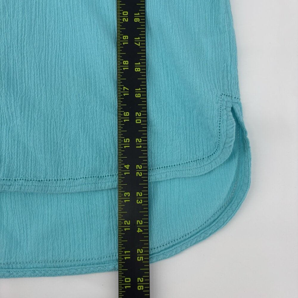J. Jill 3/4 Sleeve Turquoise‎ Blue Hi Low Shirt Womens Size Petite XS Cotton - Picture 9 of 10